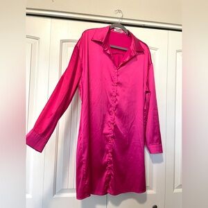 Blissshow | Fuchsia Oversized Shirt Dress / Tunic